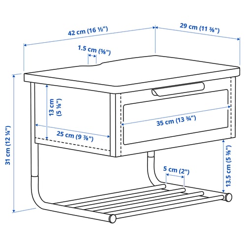 Illustration with measurements for the product: GRÅFJÄLLET.