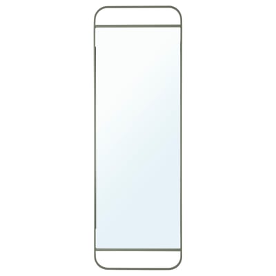 GRANVÅG Mirror with storage, wall hanging/green, 50x150 cm