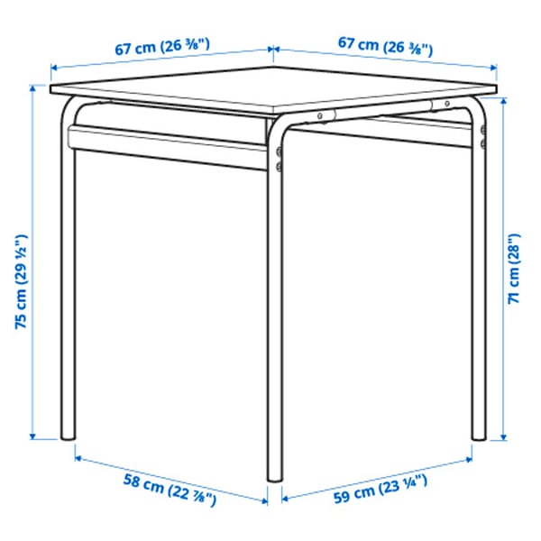 GRÅSALA / ADDE Table and 2 chairs, grey grey/black, 67 cm