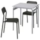 GRÅSALA / ADDE Table and 2 chairs, grey grey/black, 67 cm