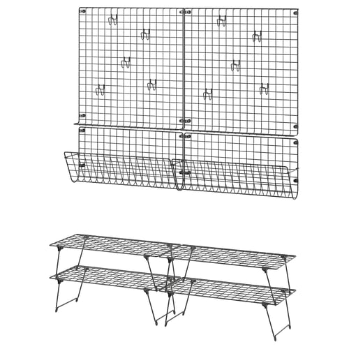 GREJIG Hallway furniture, set of 8, grey