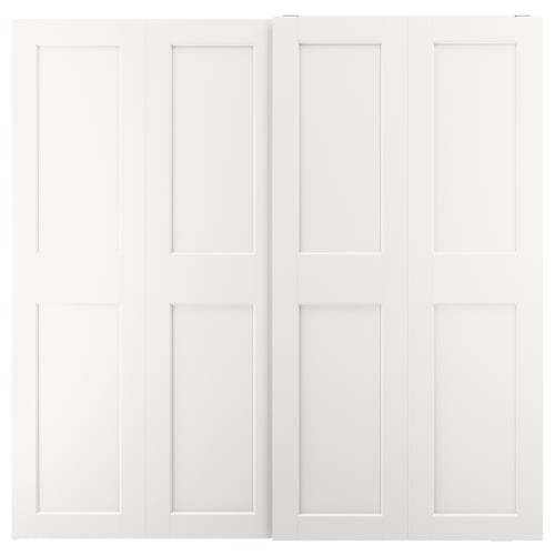 White GRIMO sliding closet doors, featuring modern clean lines and classic panel design.