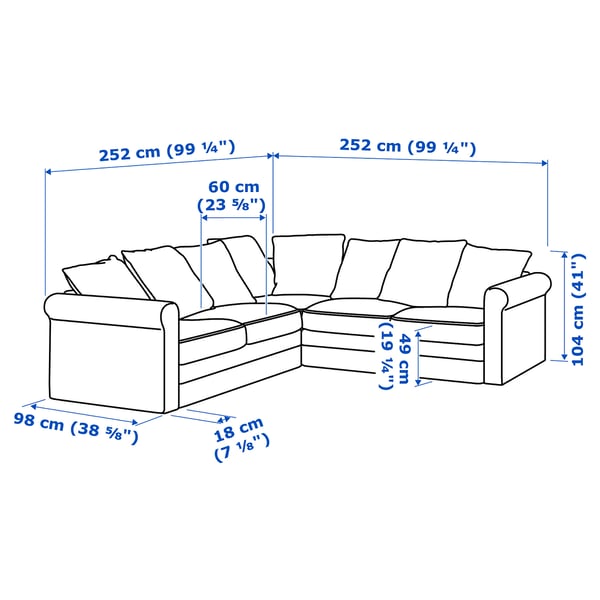 GRÖNLID corner sofa, 4seat, Sporda dark grey IKEA