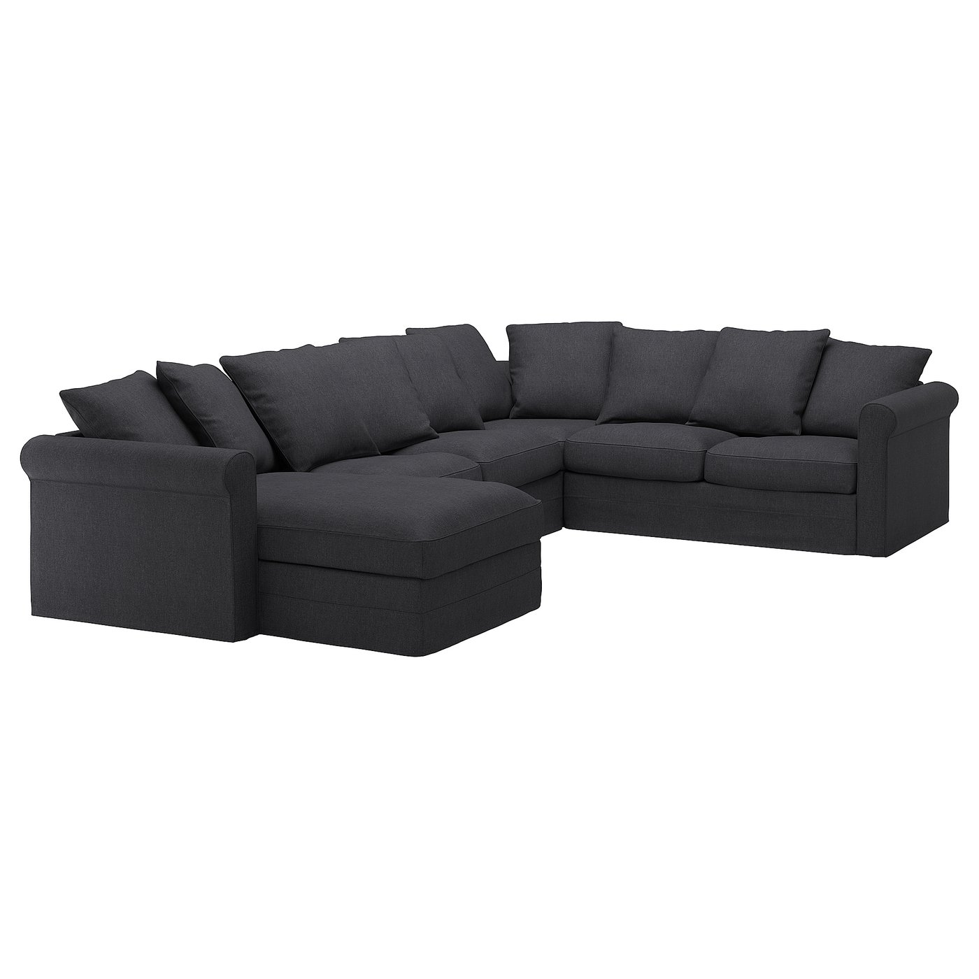 GRÖNLID corner sofa, 5seat w chaise longue, Sporda dark grey IKEA