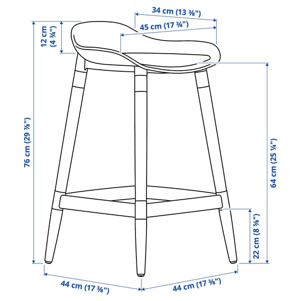 GRÖNSTA Bar stool, counter height grey-turquoise/in/outdoor, 64 cm
