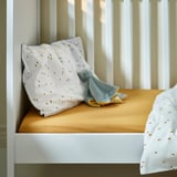 GULDVÄVARE Fitted sheet for cot, dark yellow/blue, 60x120 cm