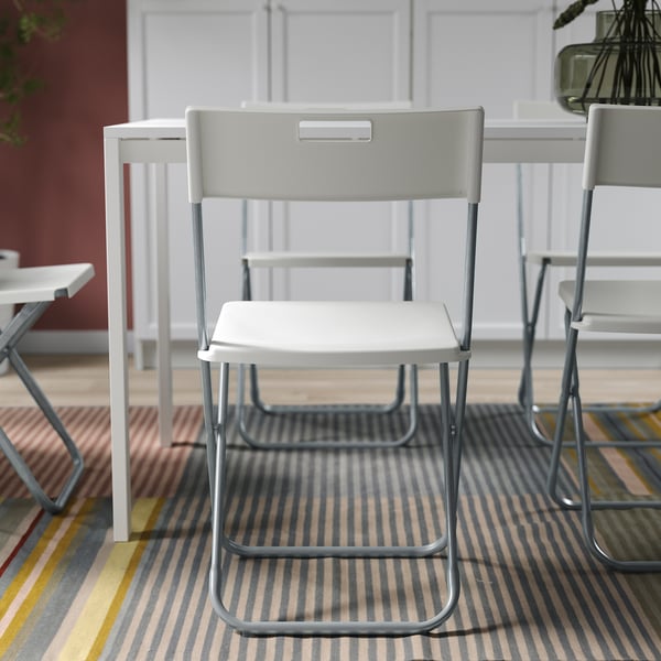 GUNDE Folding chair, white