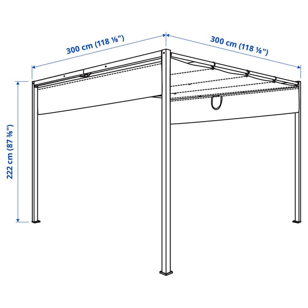 HAMMARÖN Pergola, grey-beige/dark grey-beige, 300x300 cm