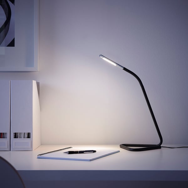 harte مصباح عمل led أسود لون فضي ikea
