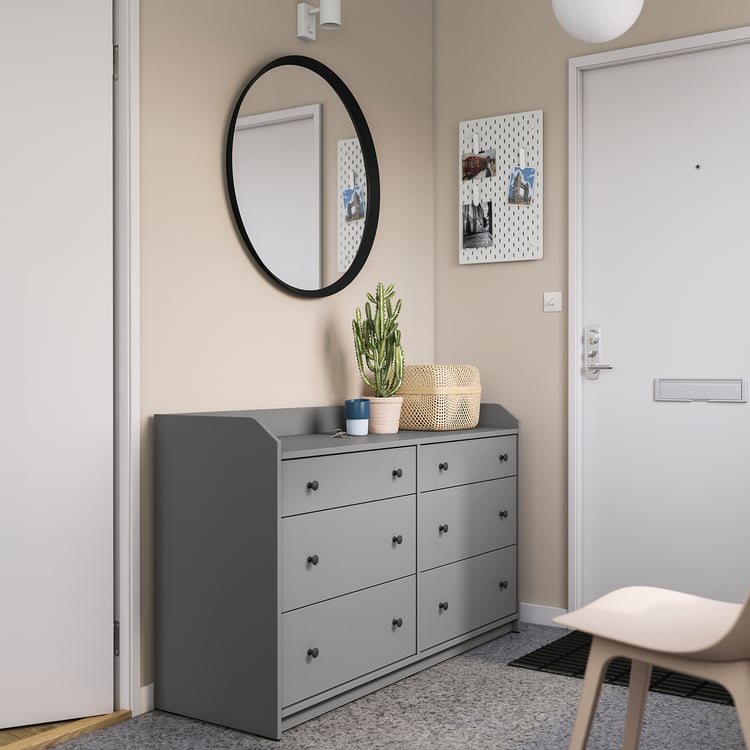 HAUGA chest of 6 drawers, grey, 138x84 cm IKEA
