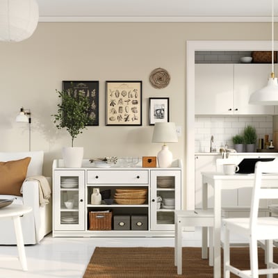 HAUGA Sideboard, white, 140x46x84 cm