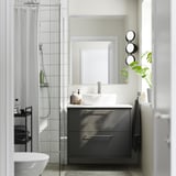 HAVBÄCK / TÖRNVIKEN Wash-stnd w drawers/wash-basin/tap, dark grey/white marble effect, 82x49x79 cm