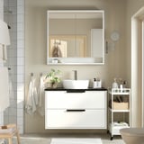 HAVBÄCK / TÖRNVIKEN Wash-stnd w drawers/wash-basin/tap, white/black marble effect, 102x49x79 cm
