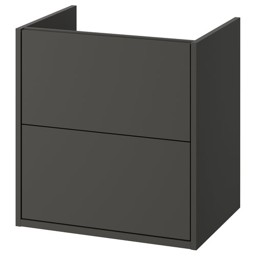 HAVBÄCK bathroom cabinet in dark grey, modern design with sleek finish and ample storage.