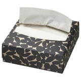 HAVSKUSE Paper napkin with box, patterned black/white, 32x16 cm