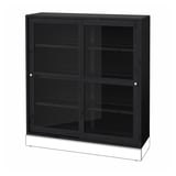 HAVSTA Glass-door cabinet, black, 121x35x123 cm