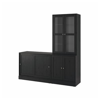 HAVSTA Storage combination w sliding doors, black, 202x47x212 cm