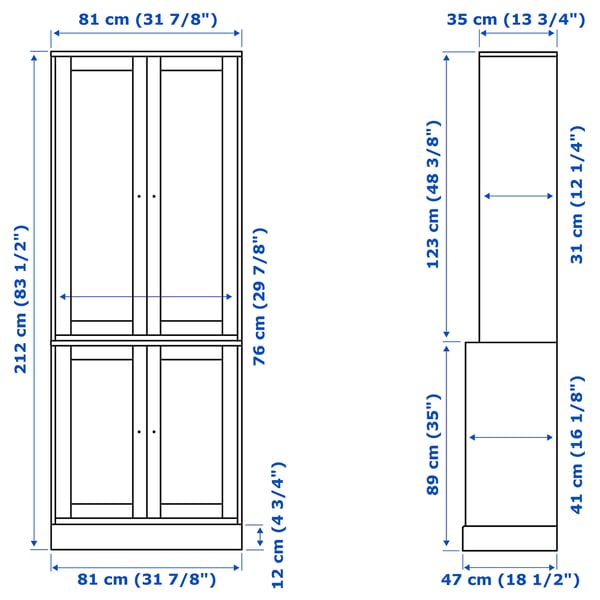 HAVSTA Storage combination with doors, white, 81x47x212 cm