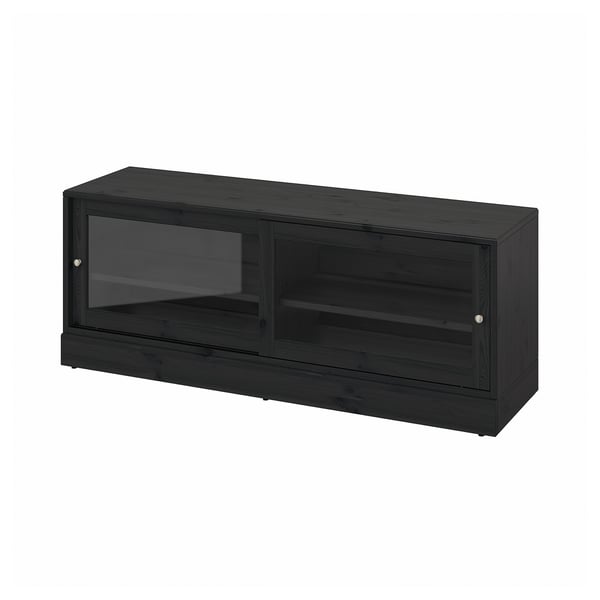 HAVSTA TV bench with plinth, black, 160x47x62 cm
