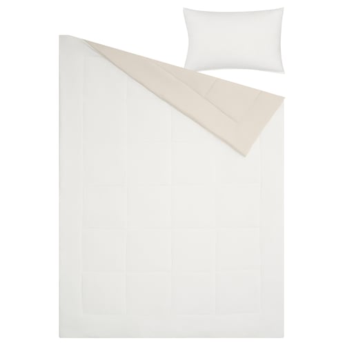 HEDFRYLE Comforter set, white/beige, 150x200/50x80 cm
