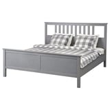 HEMNES Bed frame, grey stained/Leirsund, 160x200 cm