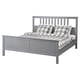 HEMNES Bed frame, grey stained/Lindbåden, 160x200 cm