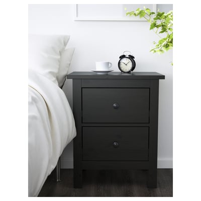 HEMNES Chest of 2 drawers, black-brown, 54x66 cm