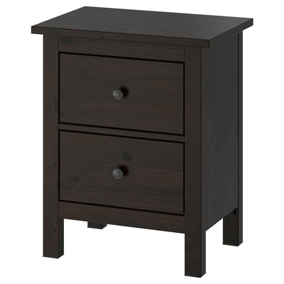 HEMNES Chest of 2 drawers, black-brown, 54x66 cm