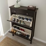 HEMNES Shoe cabinet with 2 compartments, black-brown, 89x30x127 cm