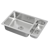 HILLESJÖN Inset sink 1 1/2 bowl, stainless steel, 75x46 cm