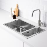HILLESJÖN Inset sink 1 1/2 bowl, stainless steel, 75x46 cm