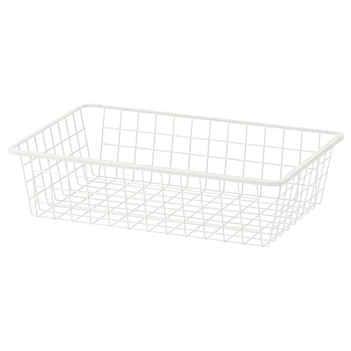 HJÄLPA white wire basket, rectangular, mesh design, steel.