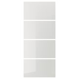 HOKKSUND 4 panels for sliding door frame, high-gloss light grey, 100x236 cm