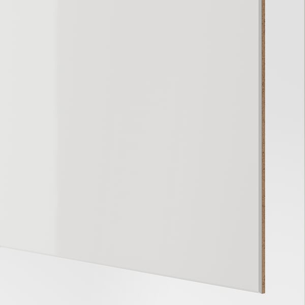 HOKKSUND 4 panels for sliding door frame, high-gloss light grey, 75x236 cm