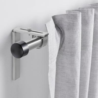 HUGAD Curtain rod, silver-colour, 210-385 cm