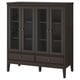IDANÄS Cabinet with bi-folded glass doors, dark brown stained, 121x50x135 cm