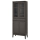 IDANÄS High cabinet w gls-drs and 1 drawer, dark brown stained, 81x39x211 cm