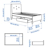 IDANÄS Upholstered storage bed, Gunnared dark grey, 90x200 cm