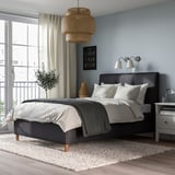 IDANÄS Upholstered storage bed, Gunnared dark grey, 140x200 cm