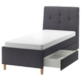IDANÄS Upholstered storage bed, Gunnared dark grey, 90x200 cm