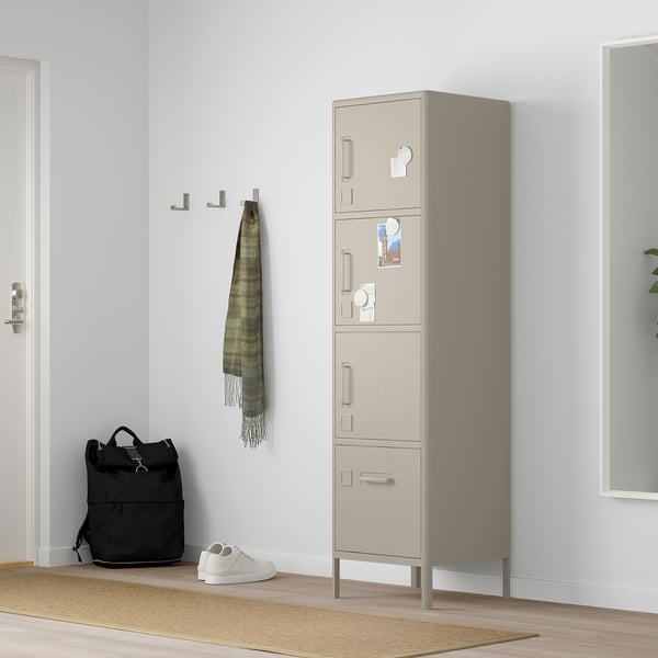IDÅSEN High cabinet with smart lock, beige, 45x172 cm
