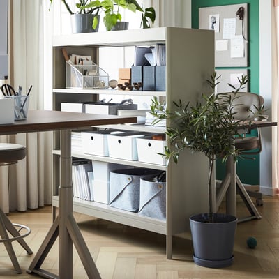 IDÅSEN Shelving unit, beige, 120x140 cm