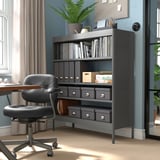 IDÅSEN Shelving unit, dark grey, 120x45x140 cm