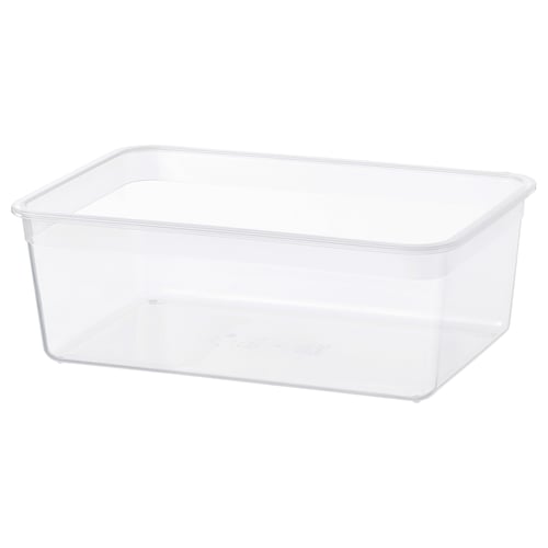 IKEA 365+ clear plastic container for food storage, square shape, transparent design.