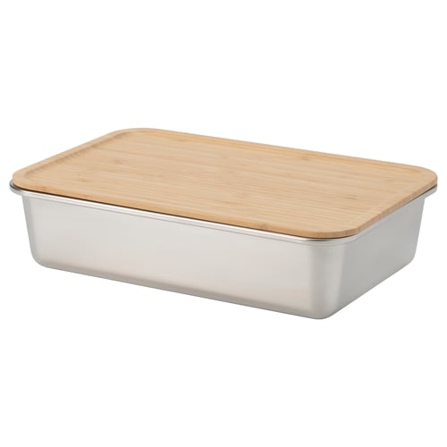 IKEA 365+ stainless food container, bamboo lid, rectangle.