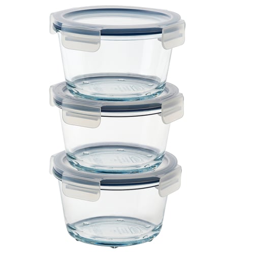 IKEA 365+ Food container with lid, round/glass, 600 ml