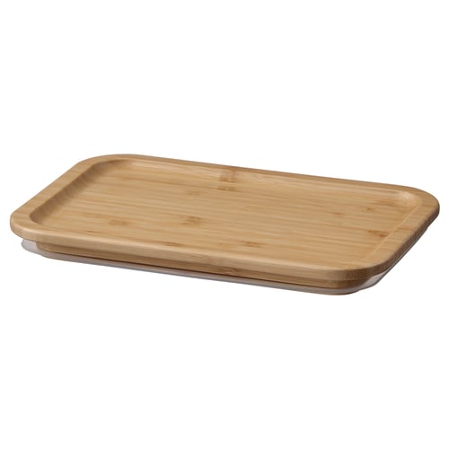 IKEA 365+ bamboo lid, natural, rectangular, flat top. Ideal for fridge storage.