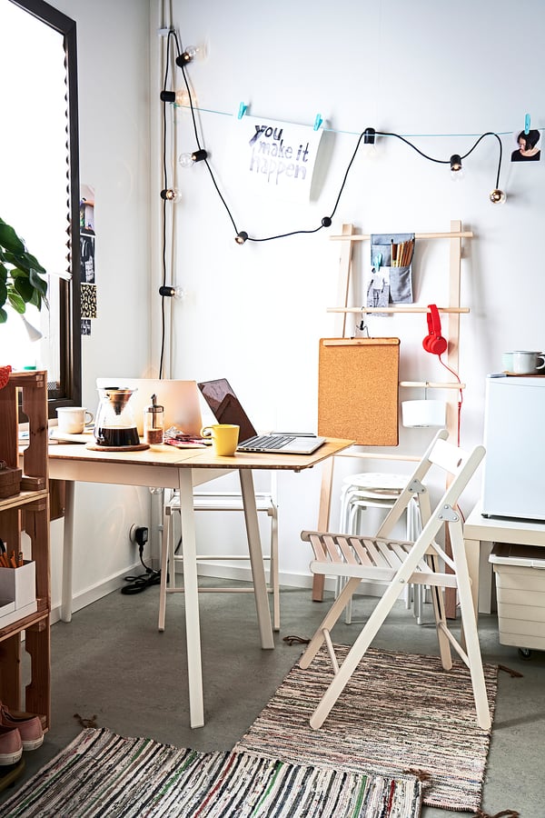 IKEA PS 2012 Drop-leaf table, bamboo/white, 74/106/138x80 cm