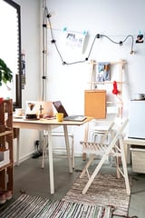 IKEA PS 2012 Drop-leaf table, bamboo/white, 74/106/138x80 cm