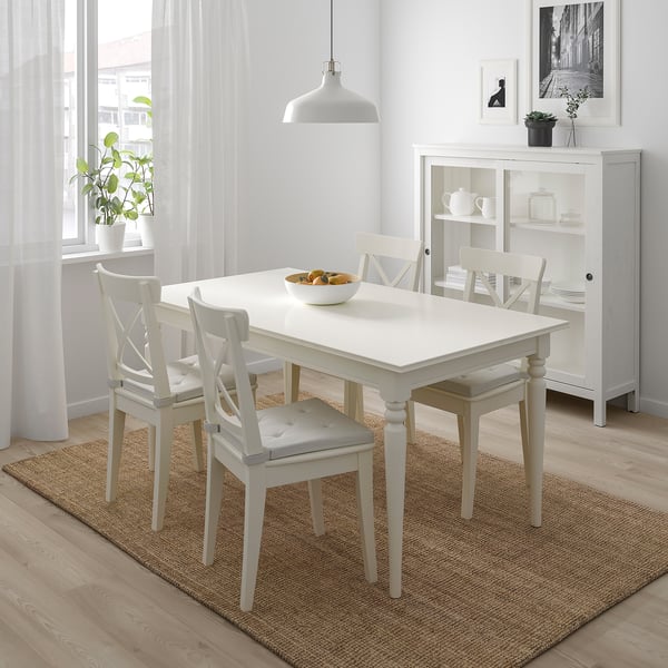 INGATORP / INGOLF Table and 4 chairs, white, 155/215 cm
